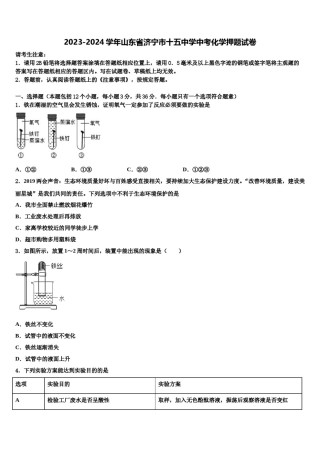 2023-2024学年山东省济宁市十五中学中考化学押题试卷含解析.doc