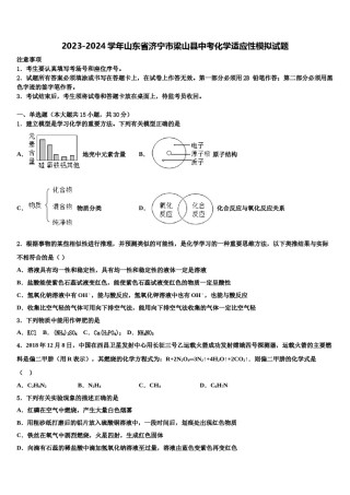 2023-2024学年山东省济宁市梁山县中考化学适应性模拟试题含解析.doc