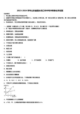 2023-2024学年山东省烟台龙口市中考冲刺卷化学试题含解析.doc