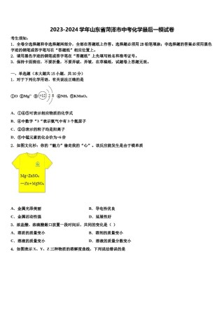 2023-2024学年山东省菏泽市中考化学最后一模试卷含解析.doc