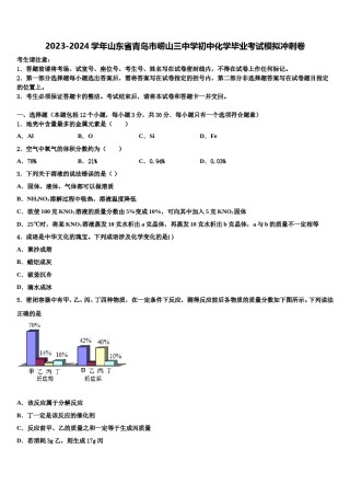 2023-2024学年山东省青岛市崂山三中学初中化学毕业考试模拟冲刺卷含解析.doc