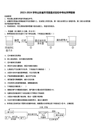 2023-2024学年山东省齐河县重点名校中考化学押题卷含解析.doc