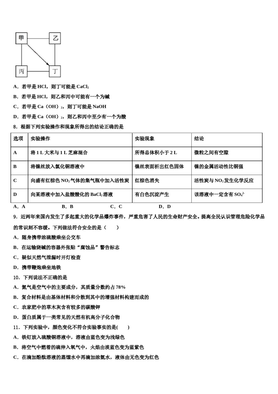 2023-2024学年山西农业大附属校中考化学模拟试题含解析.doc_第2页
