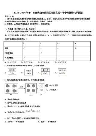 2023-2024学年广东省佛山市南海区南海实验中学中考五模化学试题含解析.doc