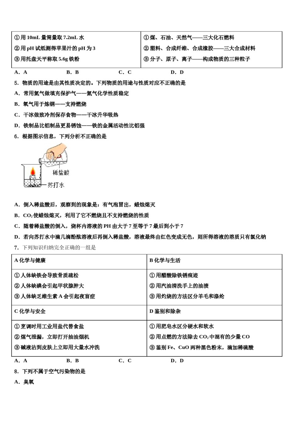 2023-2024学年广东省广州市育才实验中学重点中学中考化学适应性模拟试题含解析.doc_第2页
