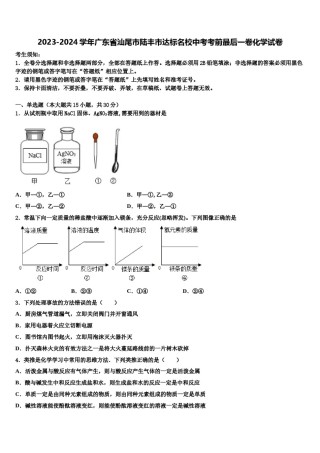 2023-2024学年广东省汕尾市陆丰市达标名校中考考前最后一卷化学试卷含解析.doc