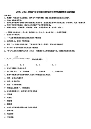 2023-2024学年广东省深圳市龙文教育中考试题猜想化学试卷含解析.doc