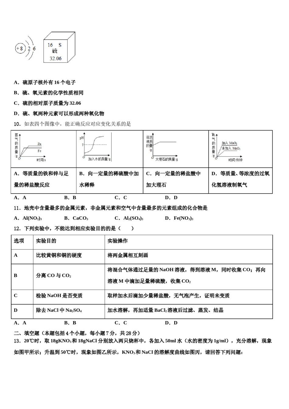 2023-2024学年广东省深圳高级中学毕业升学考试模拟卷化学卷含解析.doc_第3页