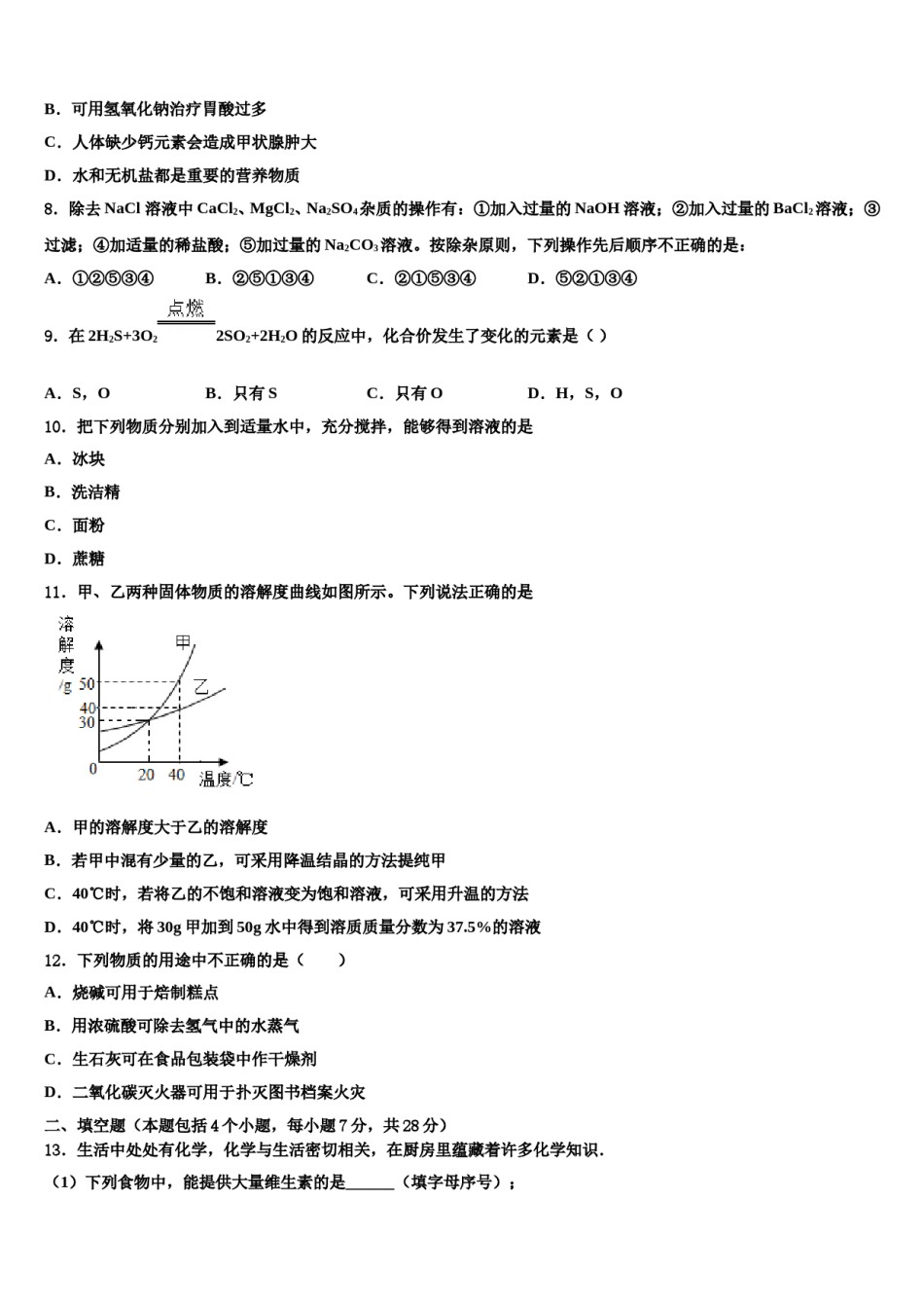 2023-2024学年广东省湛江二中学港城中学毕业升学考试模拟卷化学卷含解析.doc_第2页