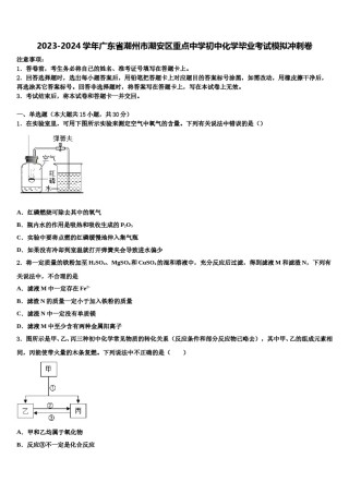 2023-2024学年广东省潮州市潮安区重点中学初中化学毕业考试模拟冲刺卷含解析.doc