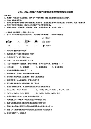 2023-2024学年广西南宁市防城港市中考化学模拟预测题含解析.doc