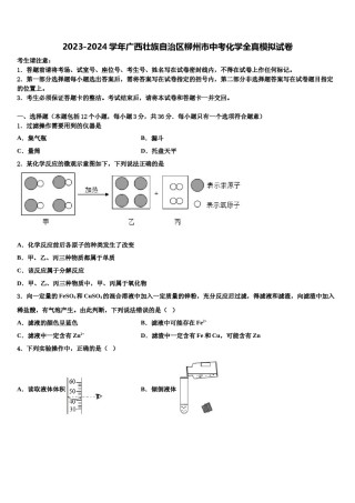 2023-2024学年广西壮族自治区柳州市中考化学全真模拟试卷含解析.doc
