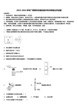 2023-2024学年广西柳州市融安县中考冲刺卷化学试题含解析.doc