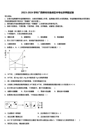 2023-2024学年广西柳州市鱼峰区中考化学押题试卷含解析.doc