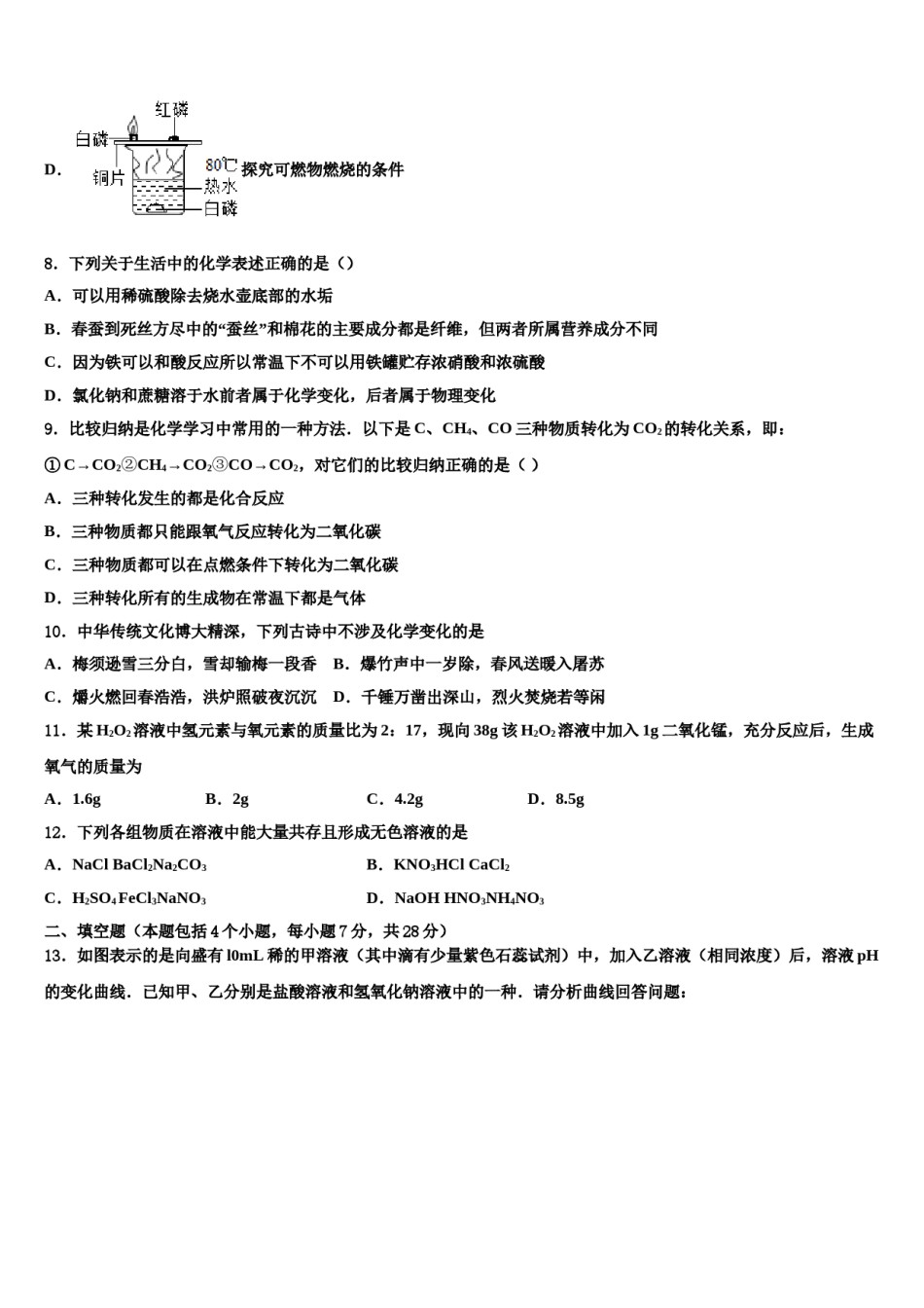 2023-2024学年徽省阜阳市第十九中学中考化学模拟试题含解析.doc_第3页