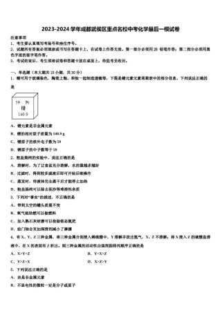 2023-2024学年成都武侯区重点名校中考化学最后一模试卷含解析.doc