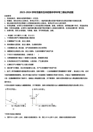 2023-2024学年无锡市玉祁初级中学中考二模化学试题含解析.doc