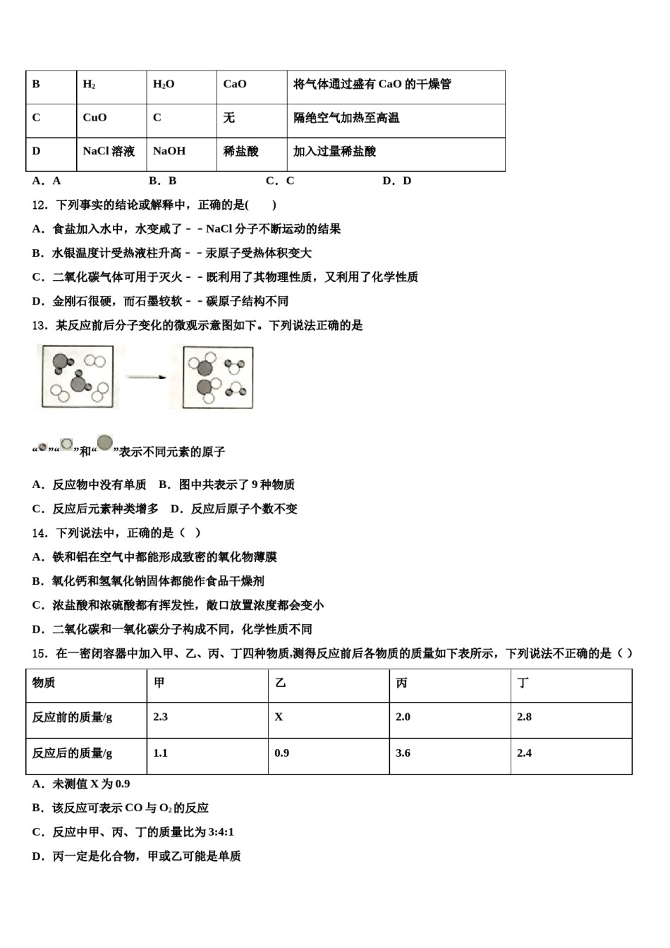 2023-2024学年日喀则市中考化学对点突破模拟试卷含解析.doc_第3页