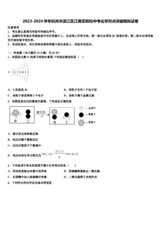 2023-2024学年杭州市滨江区江南实验校中考化学对点突破模拟试卷含解析.doc