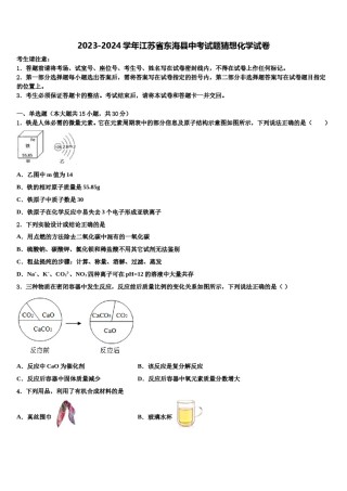 2023-2024学年江苏省东海县中考试题猜想化学试卷含解析.doc