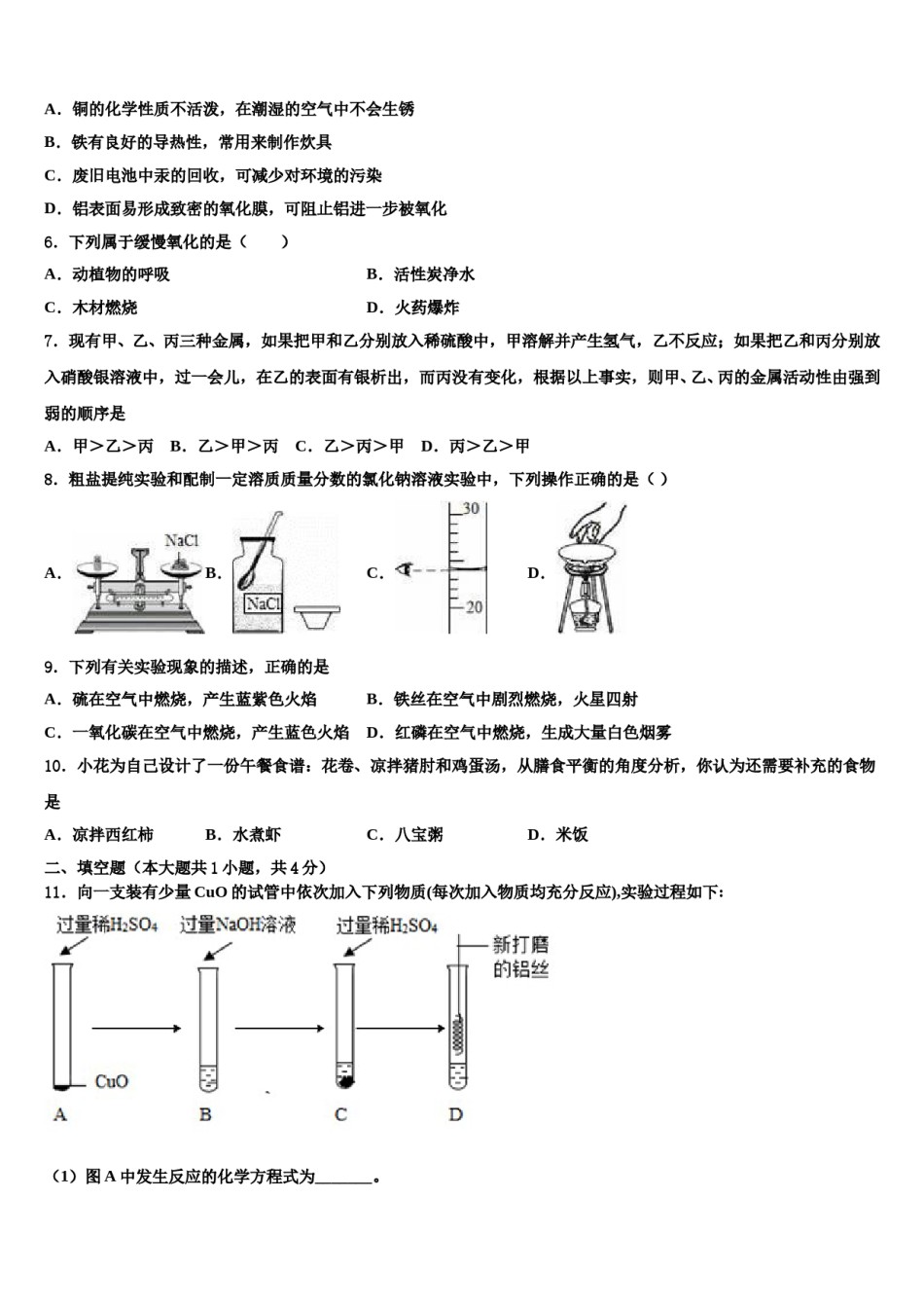 2023-2024学年江苏省南京市鼓楼实验中学中考二模化学试题含解析.doc_第2页
