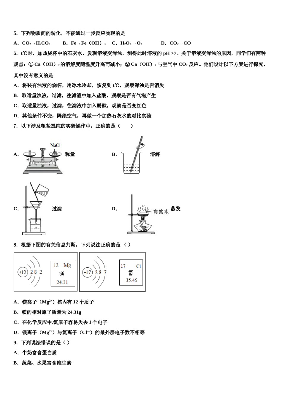 2023-2024学年江苏省句容市崇明中学中考化学全真模拟试题含解析.doc_第2页