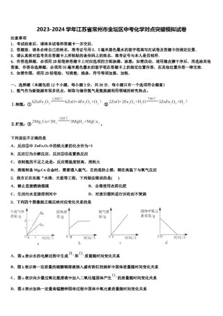 2023-2024学年江苏省常州市金坛区中考化学对点突破模拟试卷含解析.doc