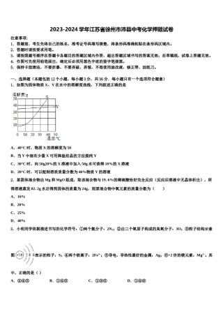 2023-2024学年江苏省徐州市沛县中考化学押题试卷含解析.doc