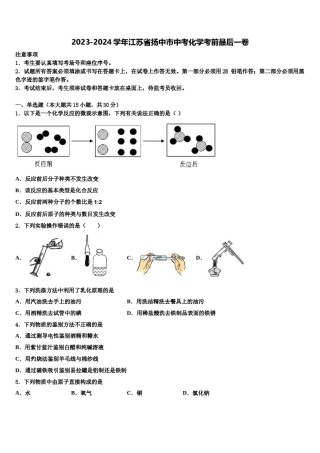 2023-2024学年江苏省扬中市中考化学考前最后一卷含解析.doc