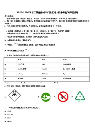 2023-2024学年江苏省扬州市广陵区树人校中考化学押题试卷含解析.doc