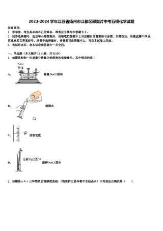 2023-2024学年江苏省扬州市江都区邵樊片中考五模化学试题含解析.doc