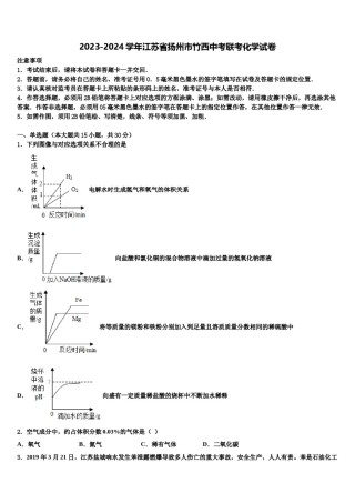 2023-2024学年江苏省扬州市竹西中考联考化学试卷含解析.doc