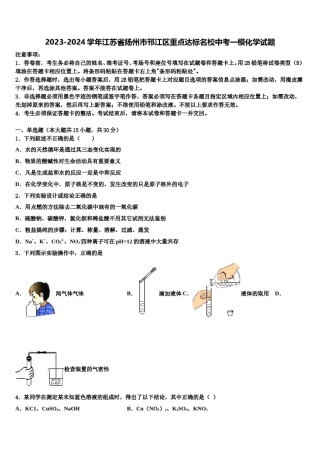 2023-2024学年江苏省扬州市邗江区重点达标名校中考一模化学试题含解析.doc