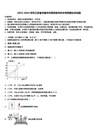 2023-2024学年江苏省无锡市刘潭实验学校中考四模化学试题含解析.doc