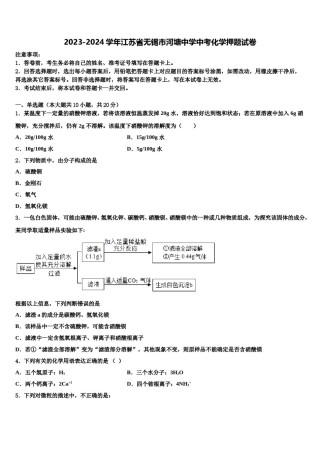 2023-2024学年江苏省无锡市河塘中学中考化学押题试卷含解析.doc