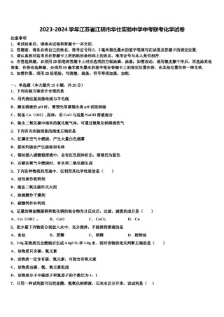 2023-2024学年江苏省江阴市华仕实验中学中考联考化学试卷含解析.doc