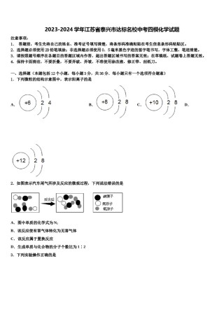 2023-2024学年江苏省泰兴市达标名校中考四模化学试题含解析.doc