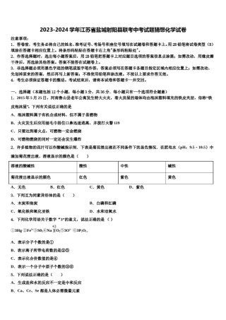 2023-2024学年江苏省盐城射阳县联考中考试题猜想化学试卷含解析.doc
