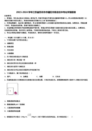 2023-2024学年江苏省苏州市市辖区市级名校中考化学猜题卷含解析.doc