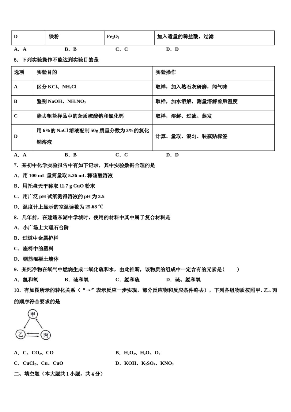 2023-2024学年江苏省苏州市重点达标名校中考化学考试模拟冲刺卷含解析.doc_第2页