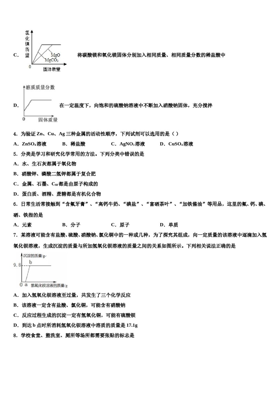 2023-2024学年江苏省苏州市高新区文昌实验中学中考适应性考试化学试题含解析.doc_第2页