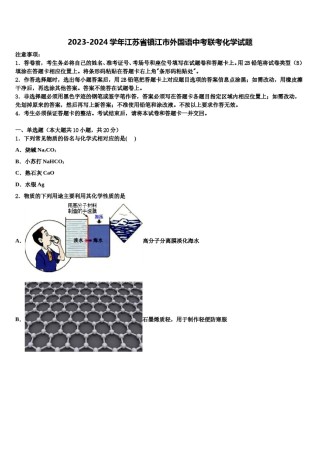 2023-2024学年江苏省镇江市外国语中考联考化学试题含解析.doc