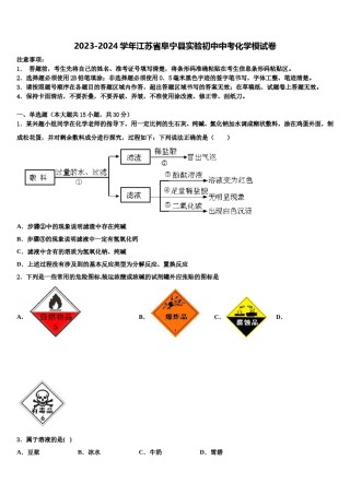 2023-2024学年江苏省阜宁县实验初中中考化学模试卷含解析.doc