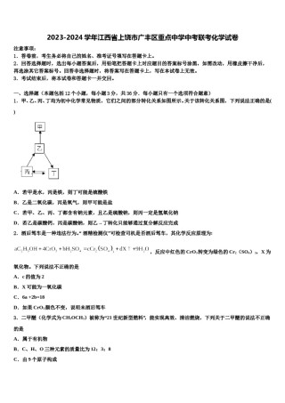 2023-2024学年江西省上饶市广丰区重点中学中考联考化学试卷含解析.doc