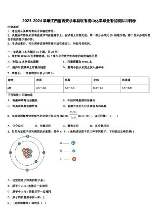 2023-2024学年江西省吉安永丰县联考初中化学毕业考试模拟冲刺卷含解析.doc