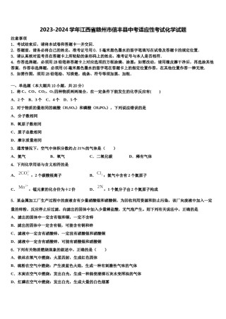 2023-2024学年江西省赣州市信丰县中考适应性考试化学试题含解析.doc