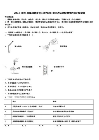 2023-2024学年河北省唐山市古治区重点达标名校中考四模化学试题含解析.doc