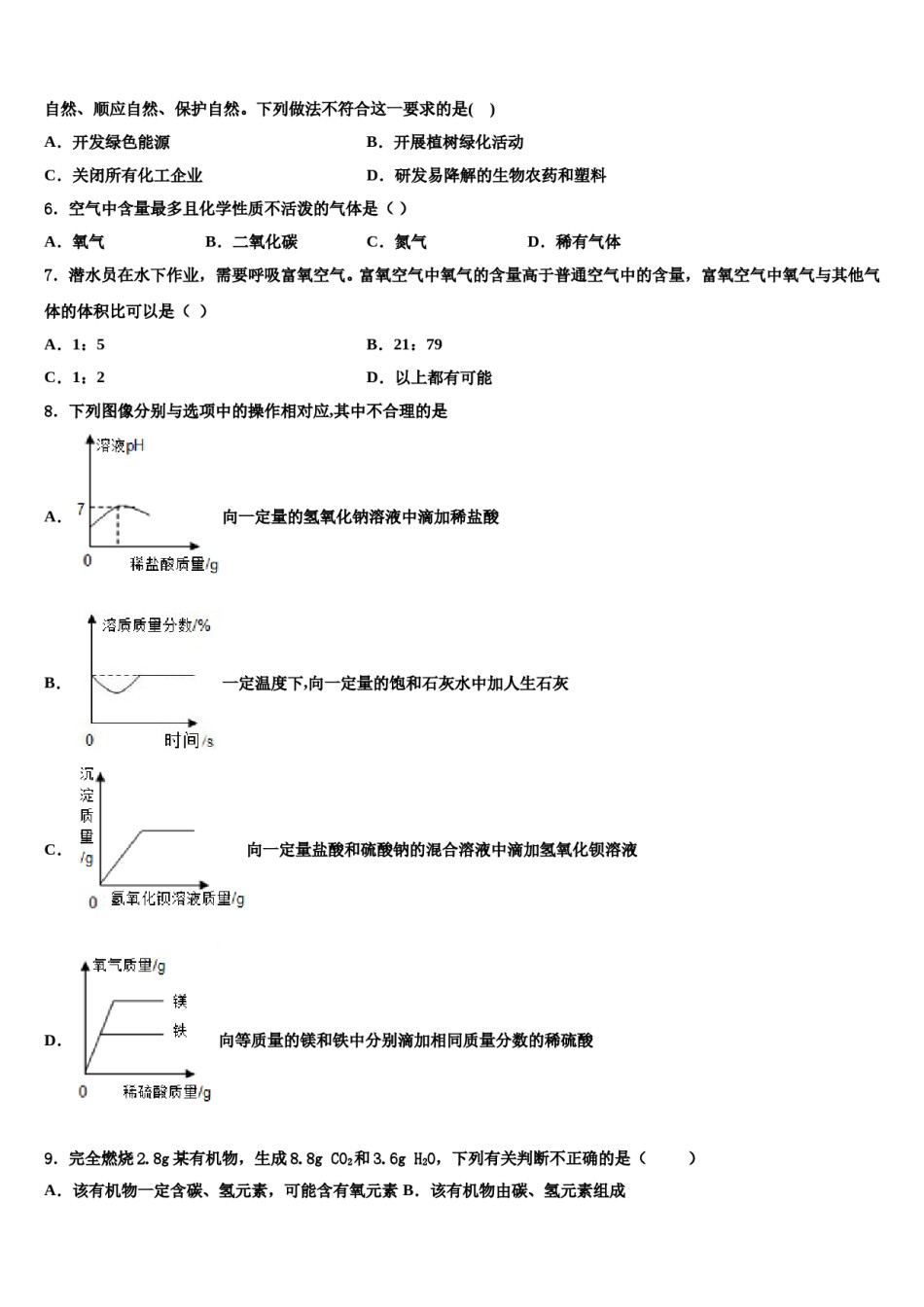 2023-2024学年河北省唐山市滦县重点名校中考五模化学试题含解析.doc_第2页