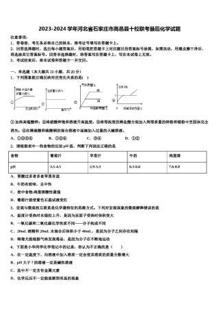 2023-2024学年河北省石家庄市高邑县十校联考最后化学试题含解析.doc