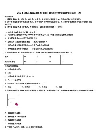 2023-2024学年河南周口港区达标名校中考化学考前最后一卷含解析.doc